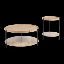 Salontafel JACOB Ø45 M/Onderblad Oude Eik