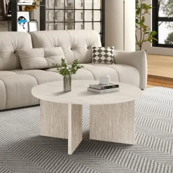 Salontafel MAERIS Ø90 Decor Travertin