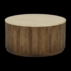 Salontafel MANDALA Ø90 Travertijn/Mango Donkerbruin