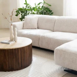 Salontafel MANDALA Ø90 Travertijn/Mango Donkerbruin