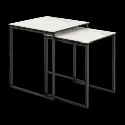 Salontafel MARCO S/2 Keramiek Wit/Metaal Zwart