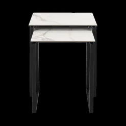 Salontafel MARCO S/2 Keramiek Wit/Metaal Zwart