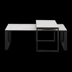 Salontafel MARCO S/2 Keramiek Wit/Metal Zwart