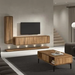 Salontafel NESTOR Walnoot/Zwart B135