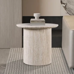 Salontafel PORTO Ø50 Travertijnlook