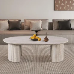 Salontafel PORTO Ovaal 120x70 Travertijnlook