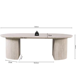 Salontafel PORTO Ovaal 120x70 Travertijnlook