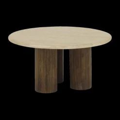 Salontafel PURNIMA Ø90 Travertijn/Mango Donkerbruin