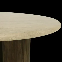 Salontafel PURNIMA Ø90 Travertijn/Mango Donkerbruin