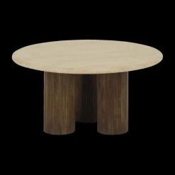 Salontafel PURNIMA Ø90 Travertijn/Mango Donkerbruin