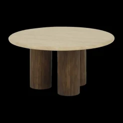 Salontafel PURNIMA Ø90 Travertijn/Mango Donkerbruin