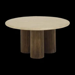 Salontafel PURNIMA Ø90 Travertijn/Mango Donkerbruin