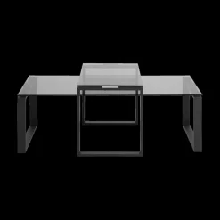 Salontafel Set van 2 MARCO Glas Smoke/Metal Black