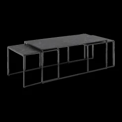 Salontafel Set van 3 RADDEL Mel. Marble/Metal Black
