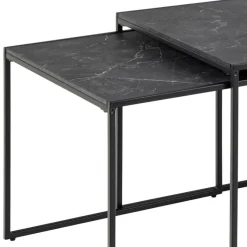 Salontafel Set van 3 RADDEL Mel. Marble/Metal Black