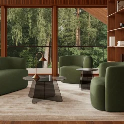 Salontafel SKOGA Ø80 Glass Smoked