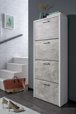 Schoenenkast 4L, B64-H158, Wit-Beton