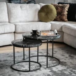 Set van 2 bijzettafels ARKYN Zwart