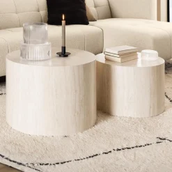 Set van 2 salontafels LIVA Travertijnlook