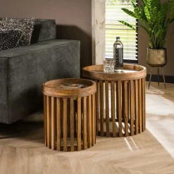 Set van 2 salontafels NOEMI Massief mango