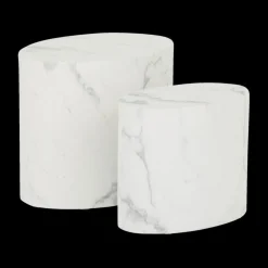 Set van 2 Salontafels RIKA Wit Carrara Marmer