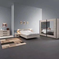 Slaapkamer IMPERIUM: Kleerkast 250cm + Bed 180x200 + Commode + 2x Nachttafels