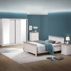 Slaapkamer JASNA: Kleerkast Schuifdeuren B225 + Bed 140x200 + 2x Nachttafel