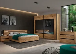 Slaapkamer LAFON: Kleerkast 245cm + Bed 140x200 + Commode + 2x Nachttafels