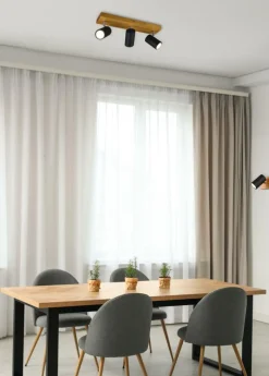 Spot MARLEY 1-Delig Hout/Metaal Zwart