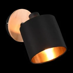 Spot TOMMY 1Del. Met./Hout Mat Zwart