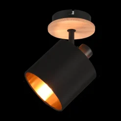 Spot TOMMY 1Del. Met./Hout Mat Zwart