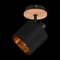 Spot TOMMY 1Del. Met./Hout Mat Zwart