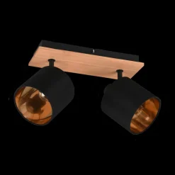 Spot TOMMY 2Del. Met./Hout Mat Zwart