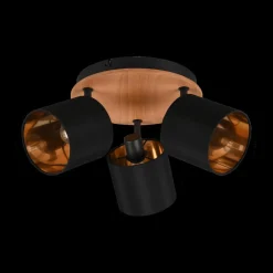 Spot TOMMY 3Del. Rnd Met./Hout Mat Zwart