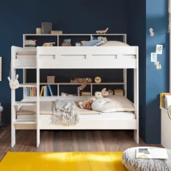 Stapelbed STITCH 90x200 Wit (Incl. Bedlade en Bodems)