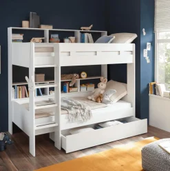 Stapelbed STITCH 90x200 Wit (Incl. Bedlade en Bodems)