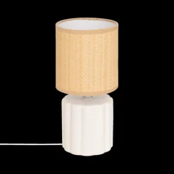 Tafellamp THYLIA Keramiek Wit m/Kap Beige