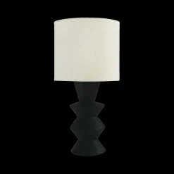 Tafellamp YALIU Keramiek Zwart met Kap Beige