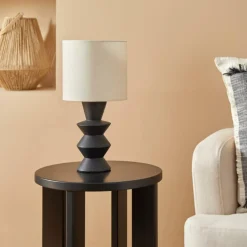 Tafellamp YALIU Keramiek Zwart met Kap Beige