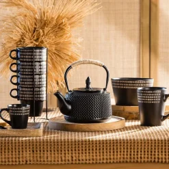 Theepot FLORRA Gietijzer Zwart 1l