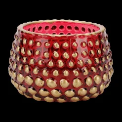 TL-Houder COLZI Glas Rood/Gouden Dots