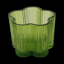 TL-Houder FIHONA Bloemvorm Glas Groen Ass.