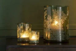 TL-Houder FLOWER Glas Mat Groen S