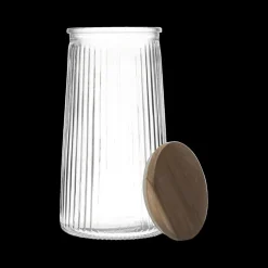 Voorraadpot ACARA Ribbel Glas/Acacia L