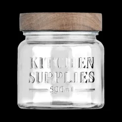 Voorraadpot DOROTA 0.5L Glas/Hout