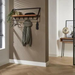 Wandkapstok legger/6 haken/stang, B100-H38-D32