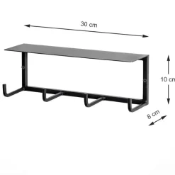 Wandkapstok TRENTON Zwart, B30-H10-D8