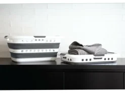 Wasmand LAUNDRIK Plooibaar Wit/Grijs