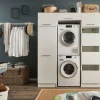 Wasruimteset LAUNDRY: Bergkast + Opzetkast smal X2 + Wasmachinekast hoog + Linnenkast
