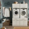 Wasruimteset LAUNDRY: Wasmachinekast laag X2 + Opzetkast breed X2